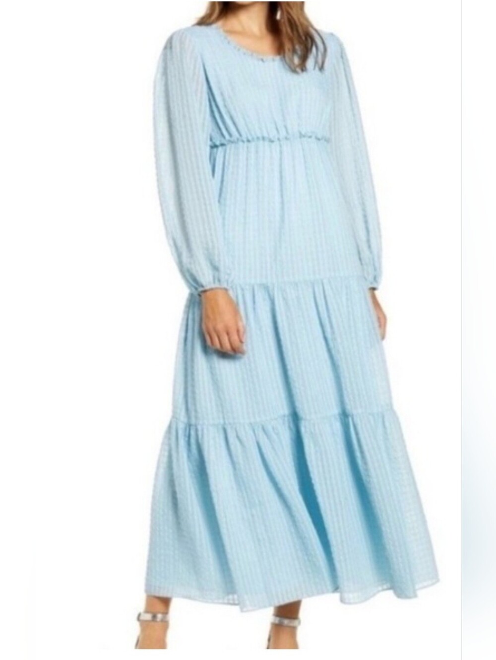 Rachel Parcell Empire Waist Tiered Maxi Dress In Light Blue Size XS - Picture 7 of 7